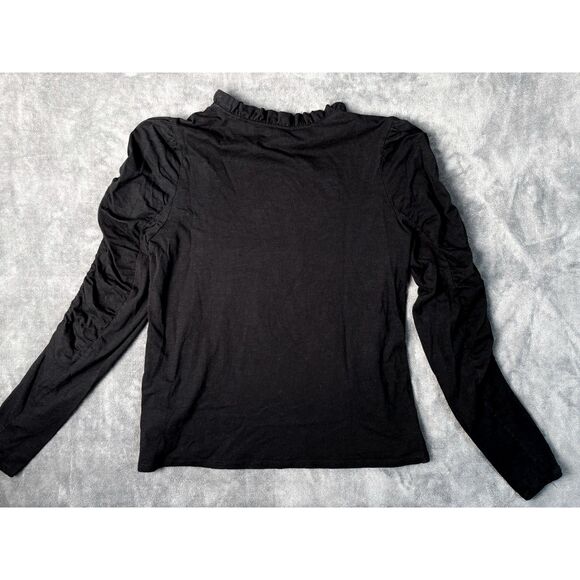 Maeve by Anthropologie Ruched Sleeve Long Sleeve Tee Black Women’s Large - Picture 2 of 7
